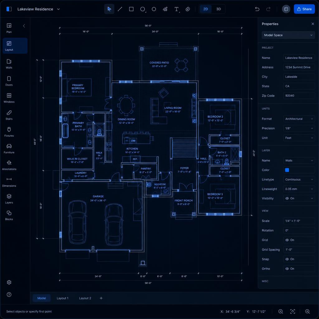 Space I Like room planner interface showing a detailed floor plan